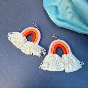 Colorful Macrame Handmade Rainbow Fringe Earrings